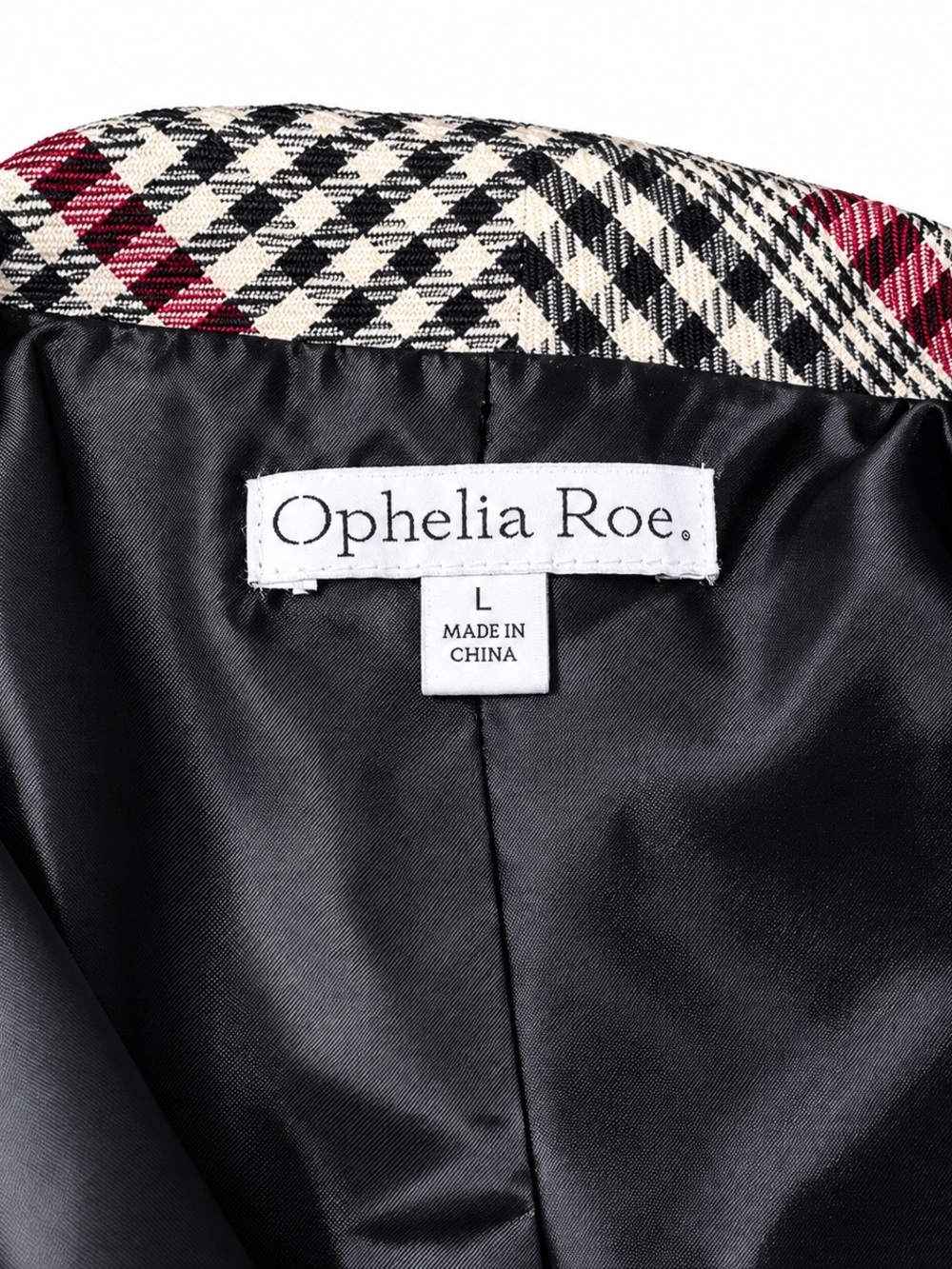 Ophelia Roe Women's Red Plaid Double-Breasted Blazer size Large - Picture 3 of 3